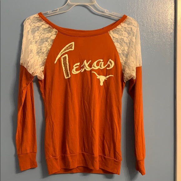 Blue 84 Tops - orange and lace Texas Longhorns women’s shirt Med
